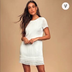 Never Worn Lulu’s Buenos Aires White Shift Dress